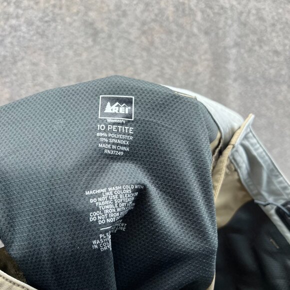 Rei Endeavor Pants Women 10 Petite Khaki Hiking Zip Camping Performance Lined - Picture 2 of 10